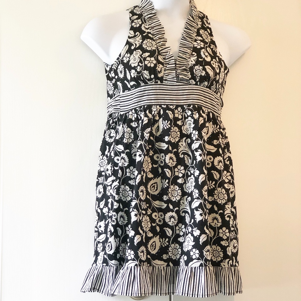 Johnny Martin Summer Halter Dress Size: 3 Black/White